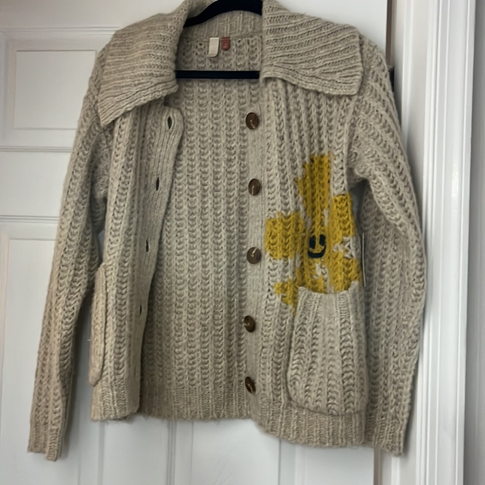Anthropologie Pilcro Happy Face Cardigan